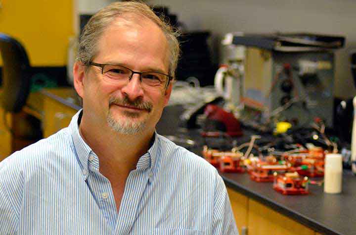 Professor James Rowan in Munroe Science Center lab