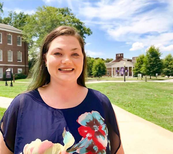 Student Mary Harper on Wesleyan Campus.