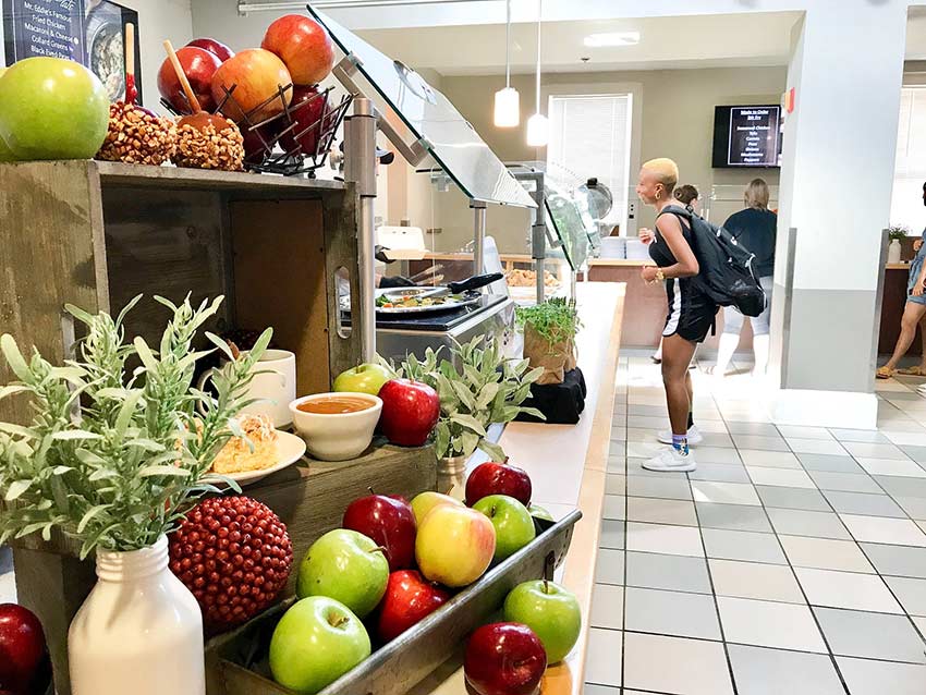 Student in dining hall.